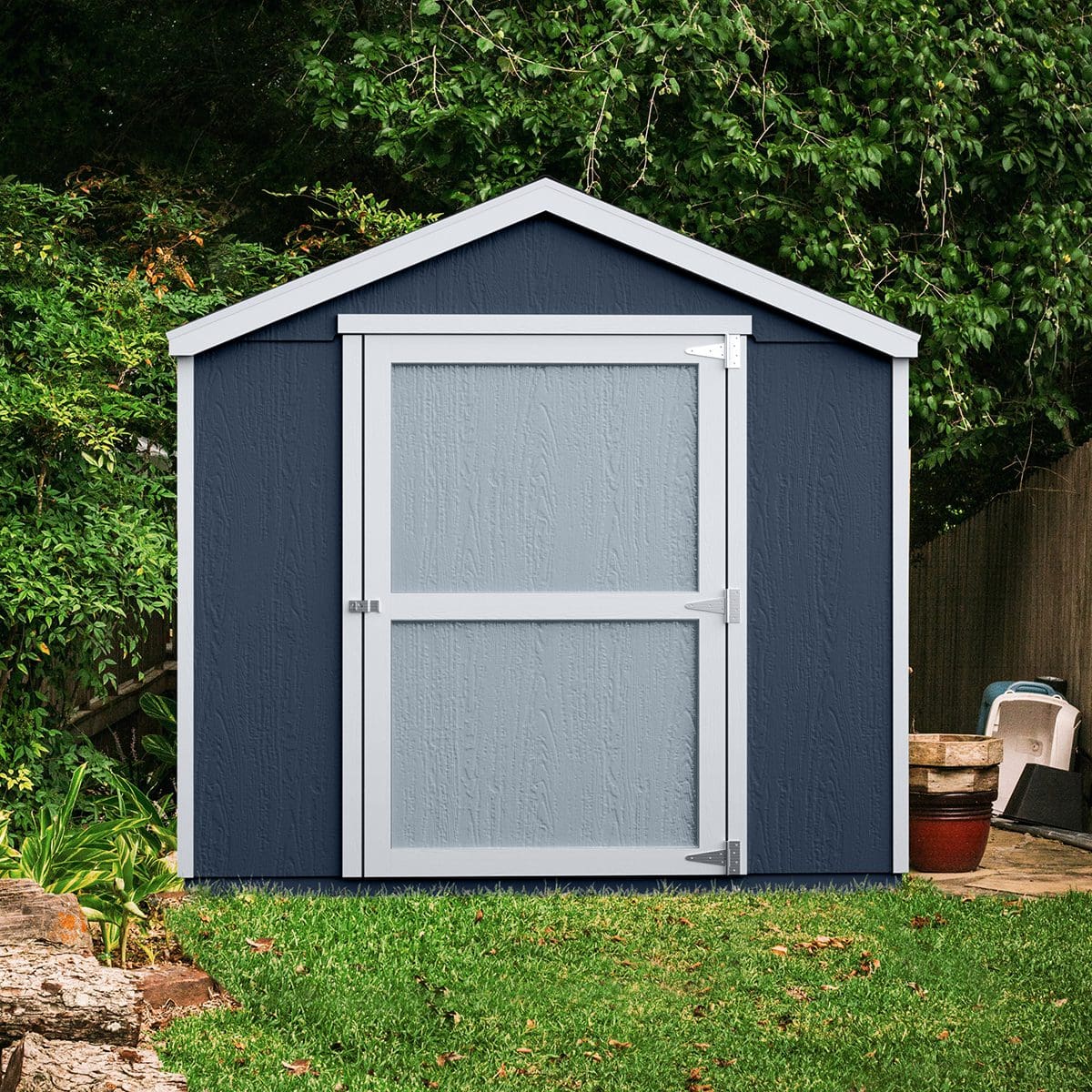 spacious shed in a backyard 