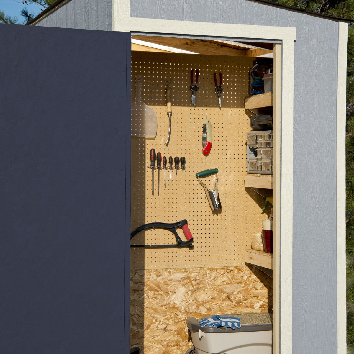 interior shot showing how to hang tools